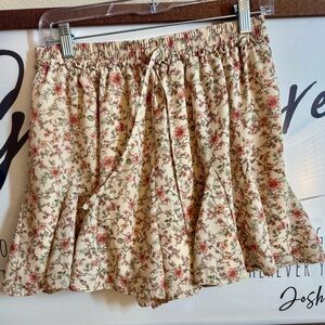 Paper Crane Floral skirt looking shorts Cream and Pink floral print